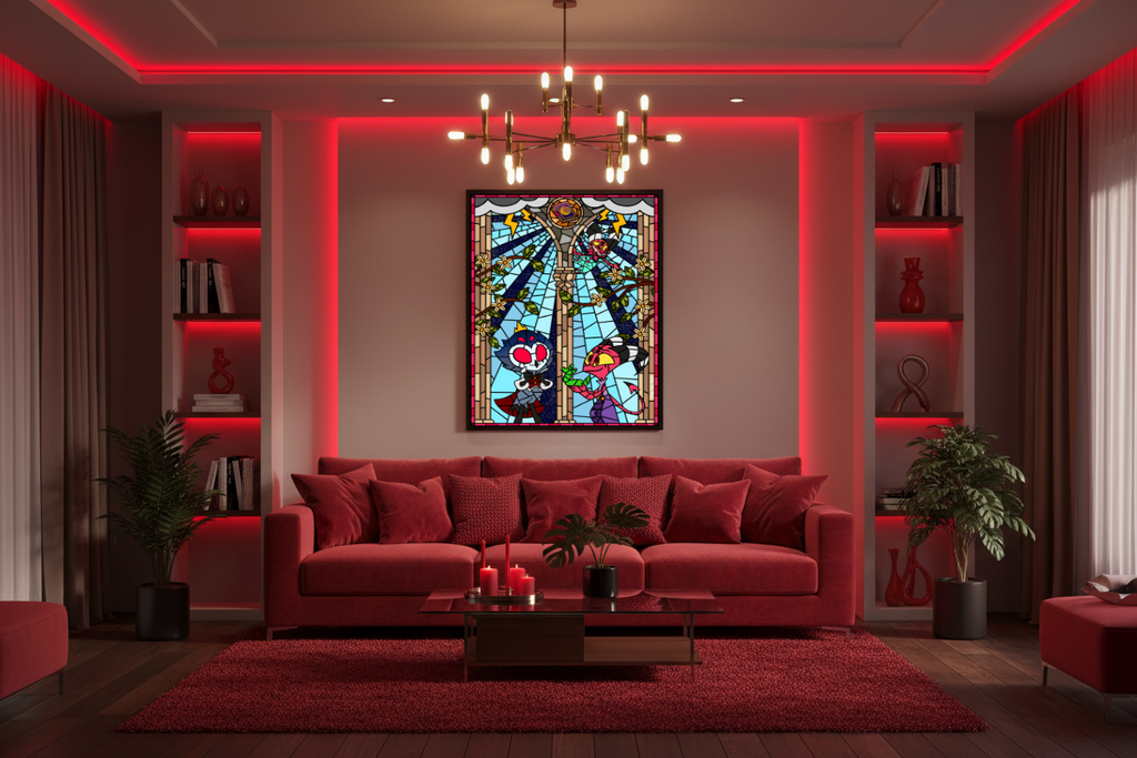 Cadre Lumineux Vitrail Helluva Boss