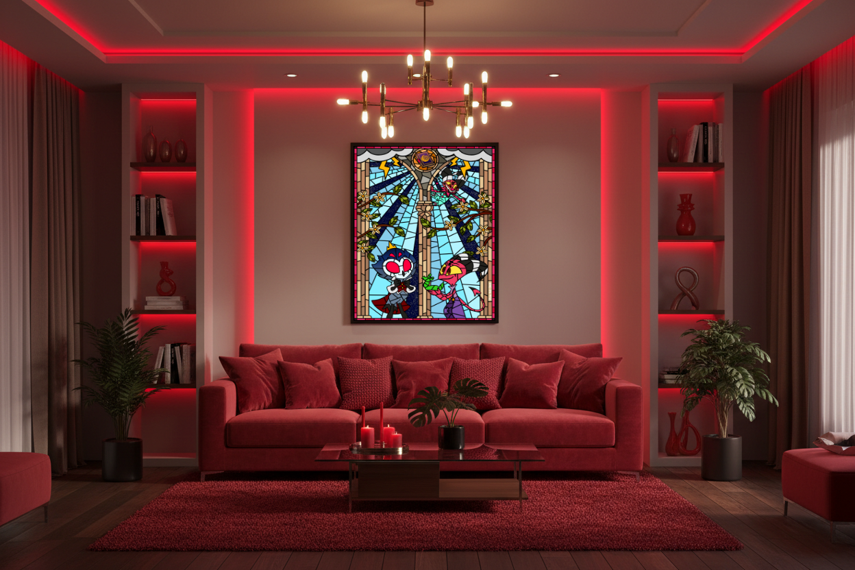 Cadre Lumineux Vitrail Helluva Boss