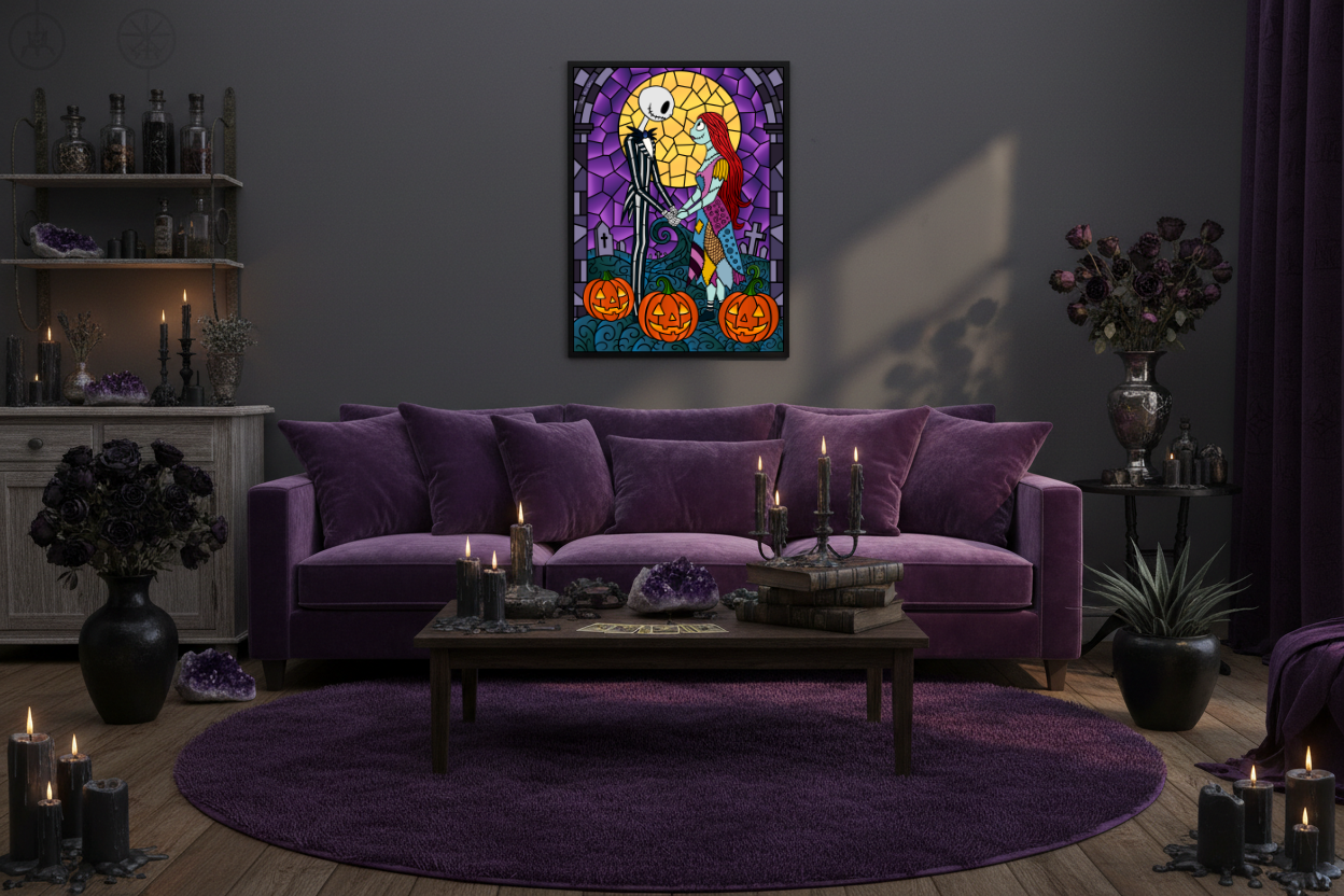 Cadre Lumineux Vitrail Jack et Sally